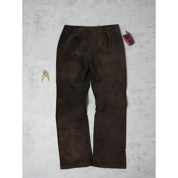 Y2k Apostrophe Leather Brown Suede Pants - Picture 1 of 6